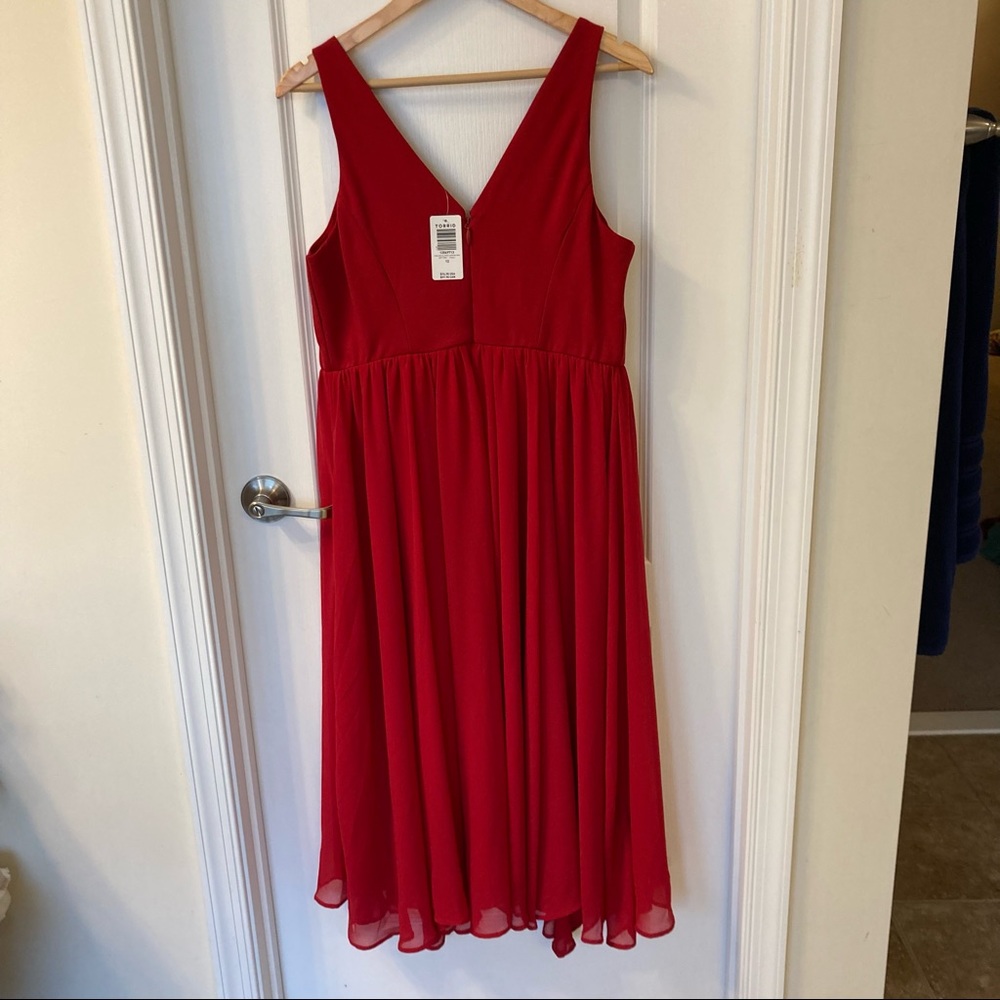Torrid RED CHIFFON MIDI DRESS size 12 NWT